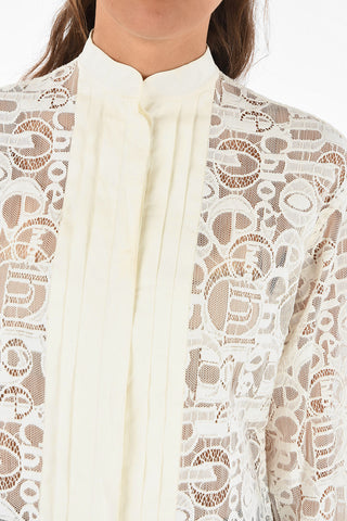 Camicia in Macramé Monogram con Collo coreana