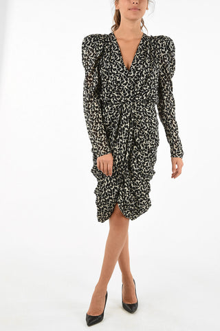 vestito al ginocchio a fantasia con manica leg of mutton