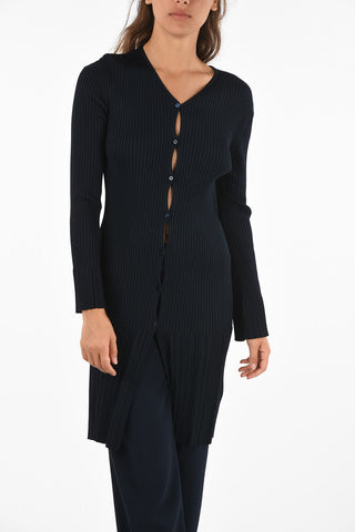 Ribbed Longline Cardigan with Frill Cuff