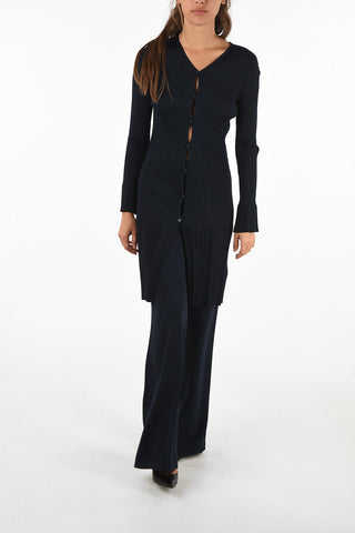 Ribbed Longline Cardigan with Frill Cuff