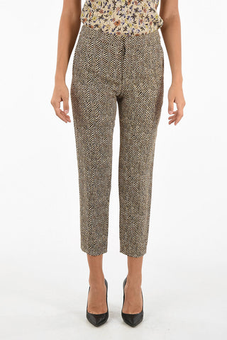 Pantaloni Straight Fit Stampa Herringbone