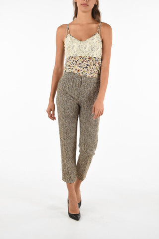 Pantaloni Straight Fit Stampa Herringbone