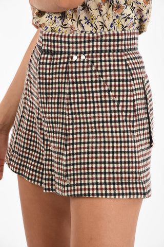 shephard's check Wool Shorts