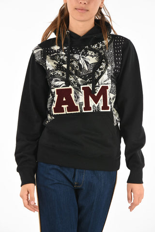 embroidered and rhinestone embellished hoodie sweatshirt