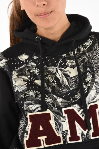 embroidered and rhinestone embellished hoodie sweatshirt