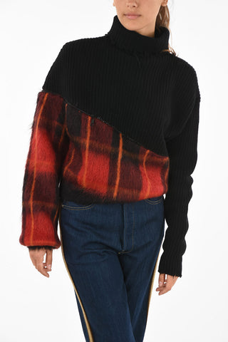 plaid turtle-neck sweater