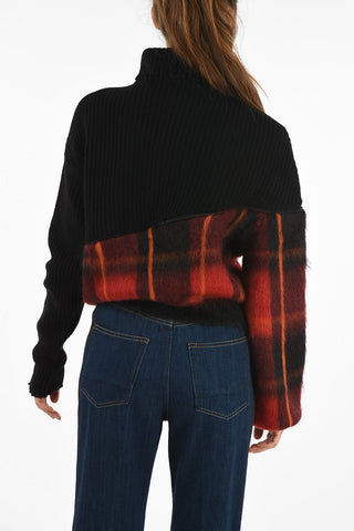 plaid turtle-neck sweater