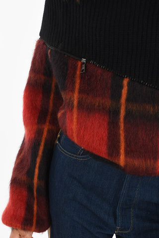 plaid turtle-neck sweater