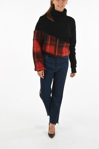 plaid turtle-neck sweater