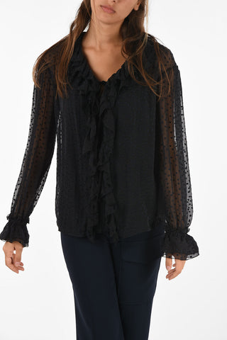 polka dots Twin Set Blouse with frill cuff