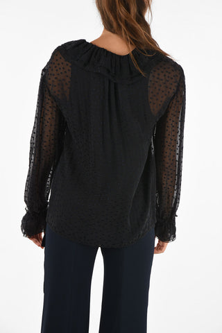 polka dots Twin Set Blouse with frill cuff