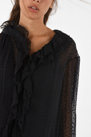 polka dots Twin Set Blouse with frill cuff