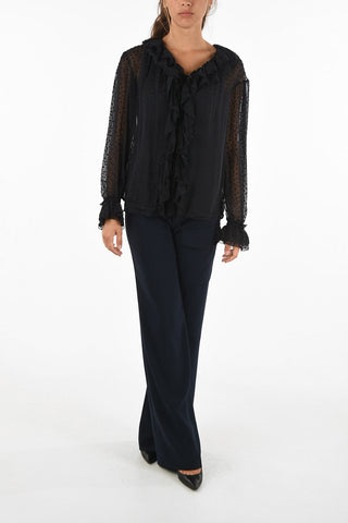 polka dots Twin Set Blouse with frill cuff
