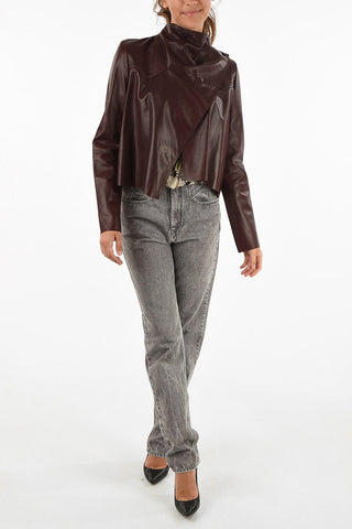waist length leather biker jacket