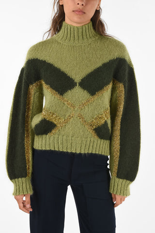 maglia collo alto con Ricami
