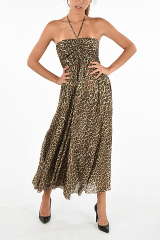 animalier silk evening lenght strapless dress