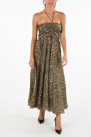 animalier silk evening lenght strapless dress