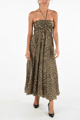 animalier silk evening lenght strapless dress