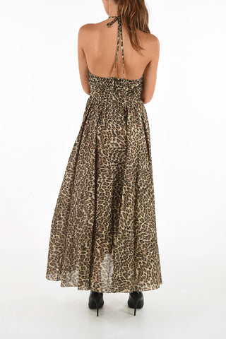 animalier silk evening lenght strapless dress