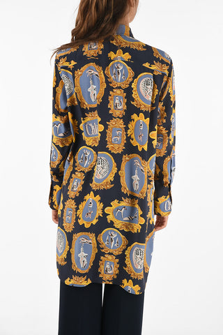 Printed Silk Longline Shirt
