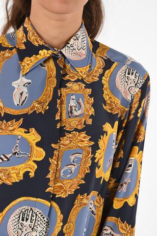 Printed Silk Longline Shirt