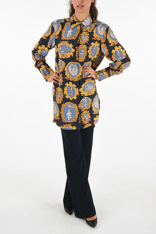 Printed Silk Longline Shirt