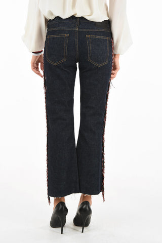 bootcut jeans con ricami in perline