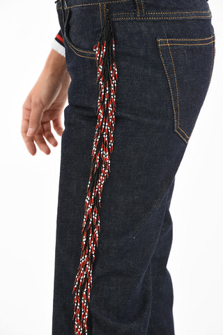 bootcut jeans con ricami in perline