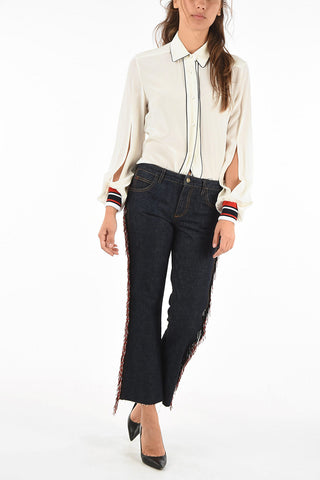 bootcut jeans con ricami in perline