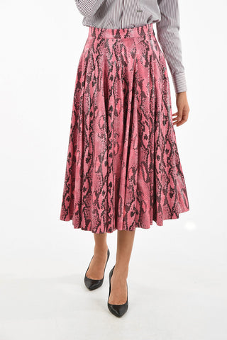 high-rise waist snake-print flared skirt