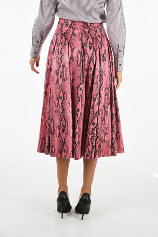 high-rise waist snake-print flared skirt