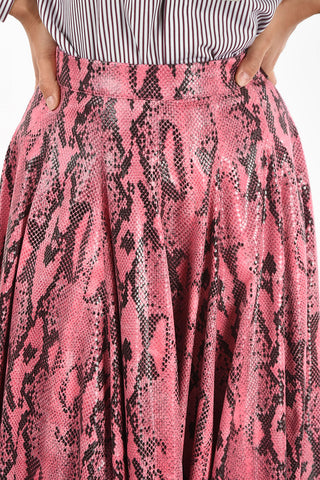 high-rise waist snake-print flared skirt