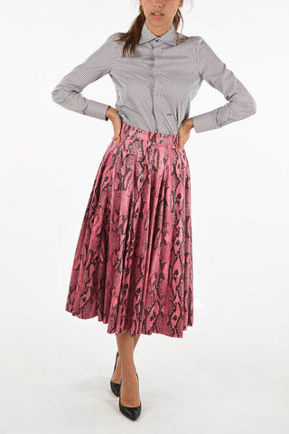 high-rise waist snake-print flared skirt