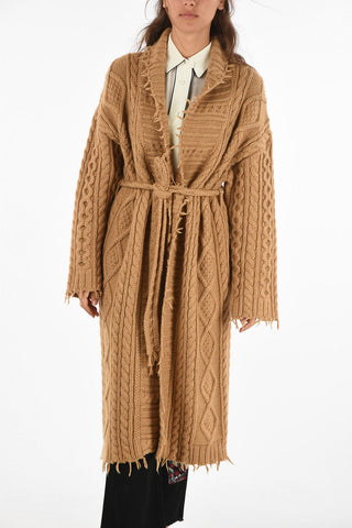 Cappotto FISHERMAN in maglia aran con cintura