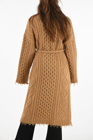 Cappotto FISHERMAN in maglia aran con cintura