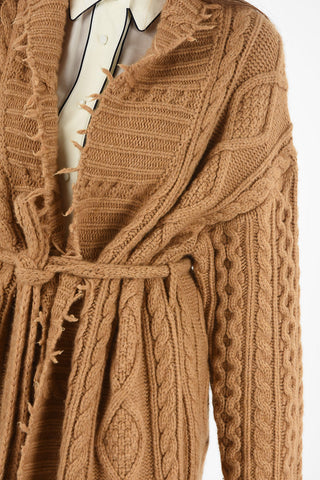 Cappotto FISHERMAN in maglia aran con cintura