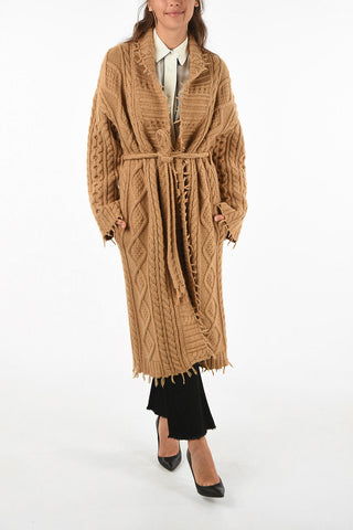Cappotto FISHERMAN in maglia aran con cintura