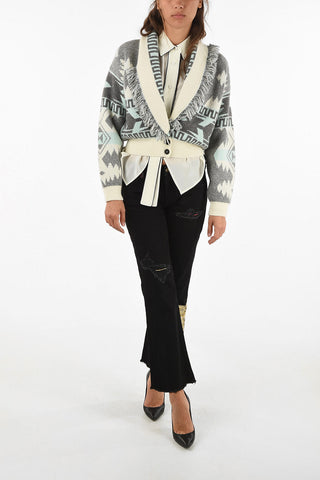 Waist length icon jacquard cardi cardigan