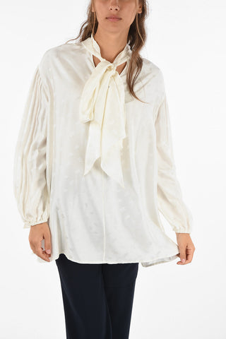 silk tie neck blouse