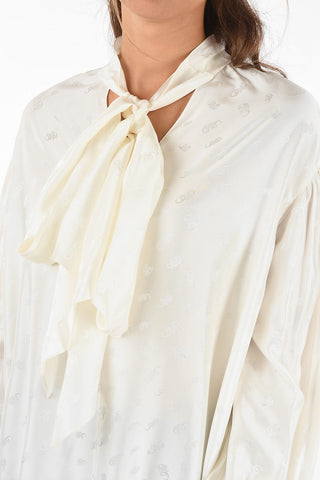 silk tie neck blouse
