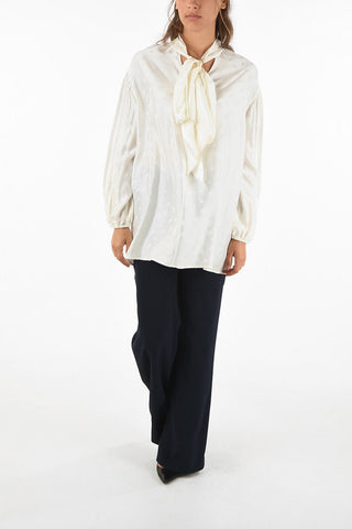 silk tie neck blouse