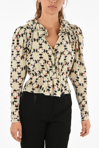 silk and ruffled top
