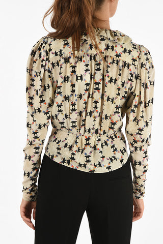 silk and ruffled top