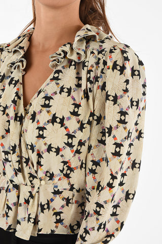 silk and ruffled top