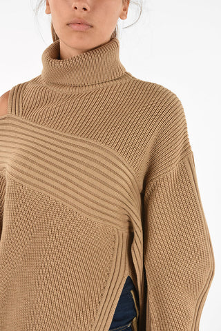 Asymmetric crew-neck sweater