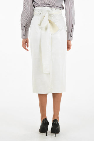 split-back hem crocodile-print pencil skirt