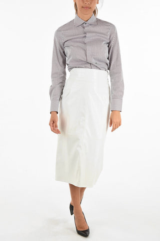 split-back hem crocodile-print pencil skirt