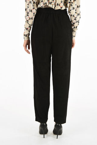pantalone in velluto a vita alta con cintura