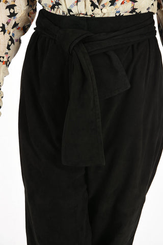 pantalone in velluto a vita alta con cintura