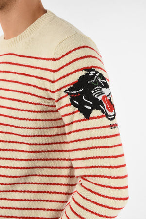awning striped crew-neck sweater